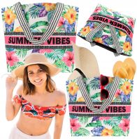 V2 TORBA PLAŻOWA SUMMER VIBES ZAPINANA SHOPPER TOREBKA NA PLAŻĘ PIKNIK MIX